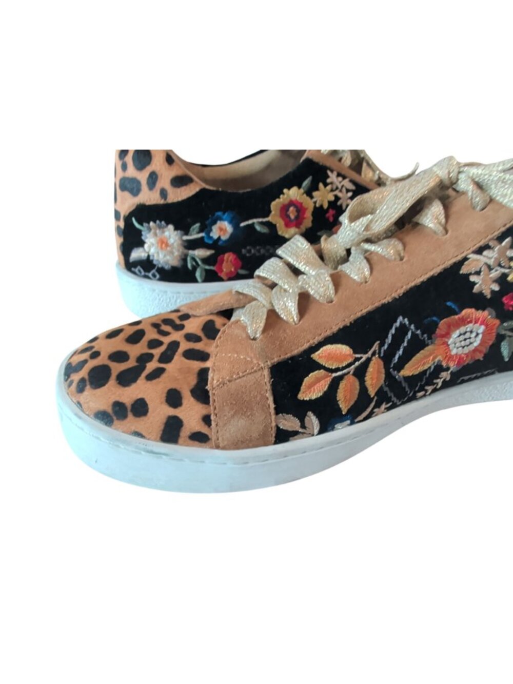 Johnny Was Olivia Leopard Suede & Genuine Calf Hair Sneakers, women's size 8. - Picture 9 of 16